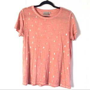 Dantelle Coral Gold Pineapple Print TShirt